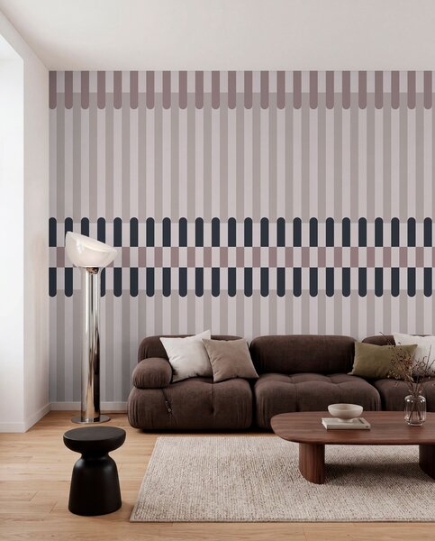 Tapet Model în dungi în nuanțe de crem și albastru închis, Fototapet Geometrie, w05150v2 : Uwalls.ro