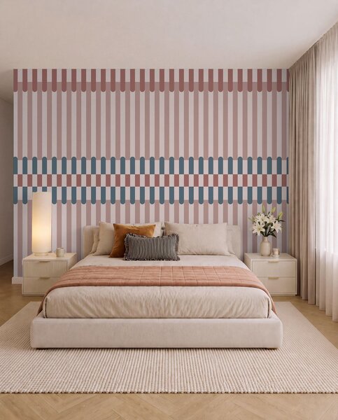 Tapet Model cu dungi în nuanțe de roz și albastru, Fototapet Geometrie, w05150v5 : Uwalls.ro