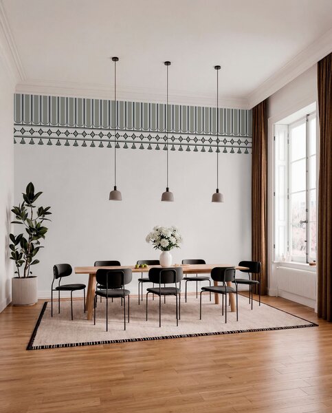 Tapet Bordură decorativă în nuanțe de verde și gri, Imagini de fundal unice, w05151v2 : Uwalls.ro