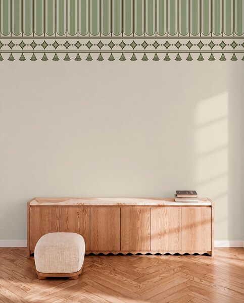 Tapet Bordură decorativă în nuanțe de verde, Imagini de fundal unice, w05151v1 : Uwalls.ro