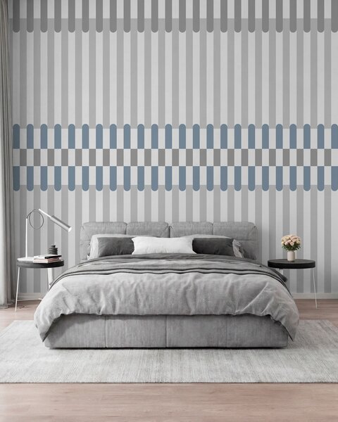 Tapet Model în dungi în nuanțe de gri și albastru, Fototapet Geometrie, w05150v6 : Uwalls.ro