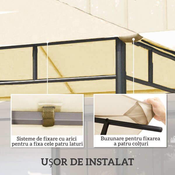 Outsunny Tetto di Ricambio Telo Sostitutivo per Gazebo Traspirante 3x3m | Aosom Romania