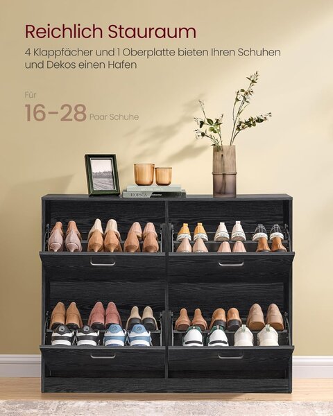 Pantofar Negru Vasagle, 16-28 perechi, 24 x 105.5 x 82.7 cm