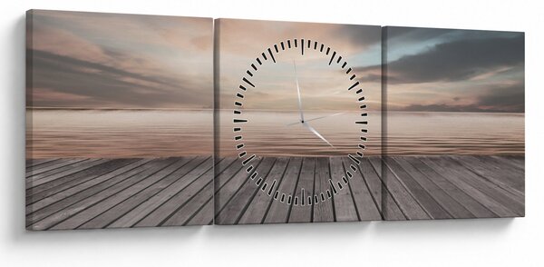 Tablou - Pier la apus de soare (cu ceas) (90x30 cm)