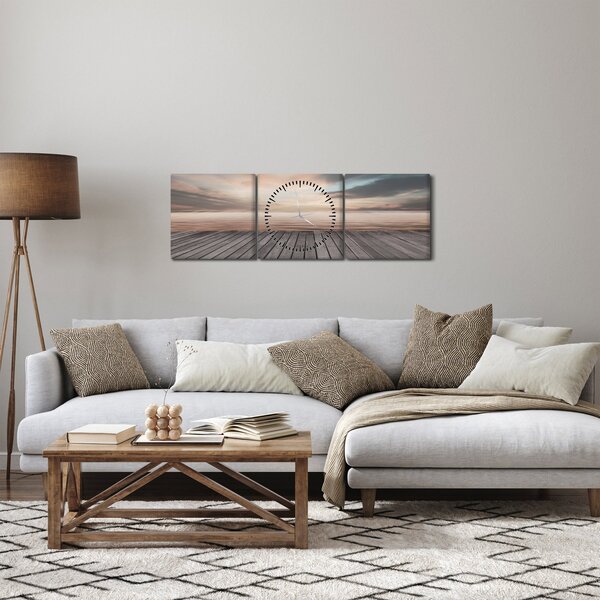 Tablou - Pier la apus de soare (cu ceas) (90x30 cm)
