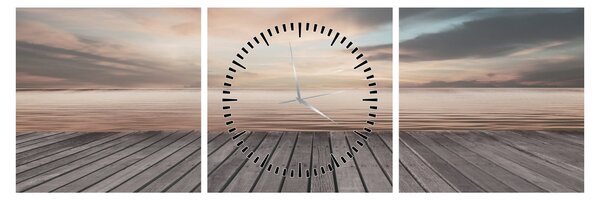 Tablou - Pier la apus de soare (cu ceas) (90x30 cm)