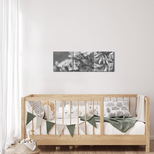 Tablou - Flori uscate (cu ceas) (90x30 cm)
