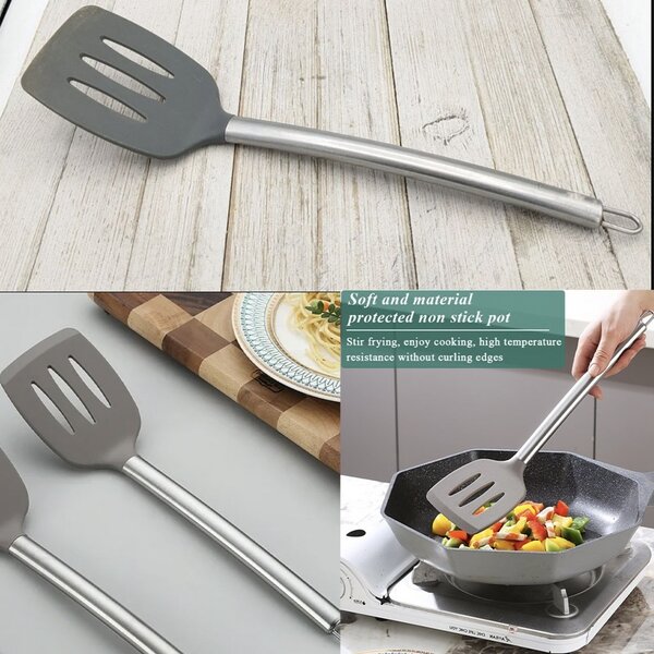 Paleta Pufo din inox si silicon pentru gatit si servit, 35 cm