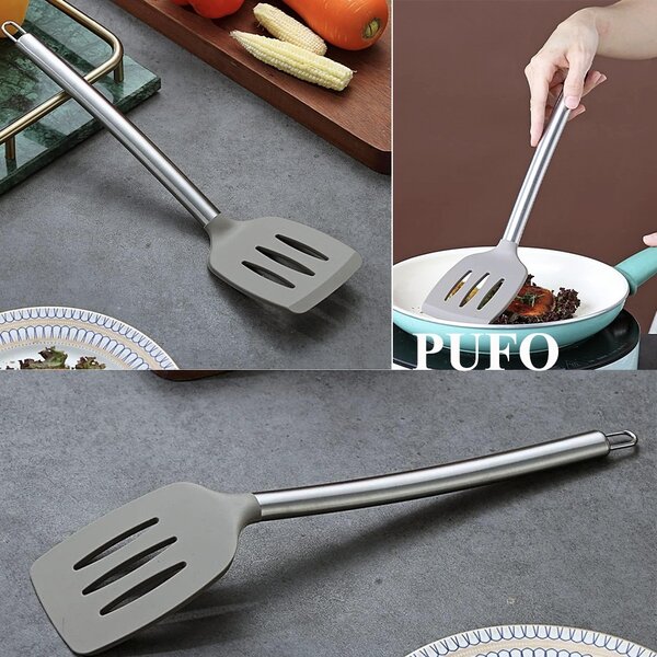 Paleta Pufo din inox si silicon pentru gatit si servit, 35 cm