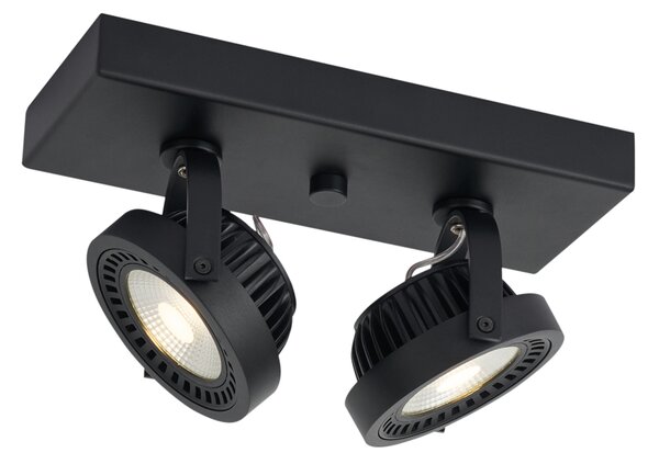 Spot modern negru montat la suprafață, cu LED dimabil inclus, cu 2 lumini - Apollo
