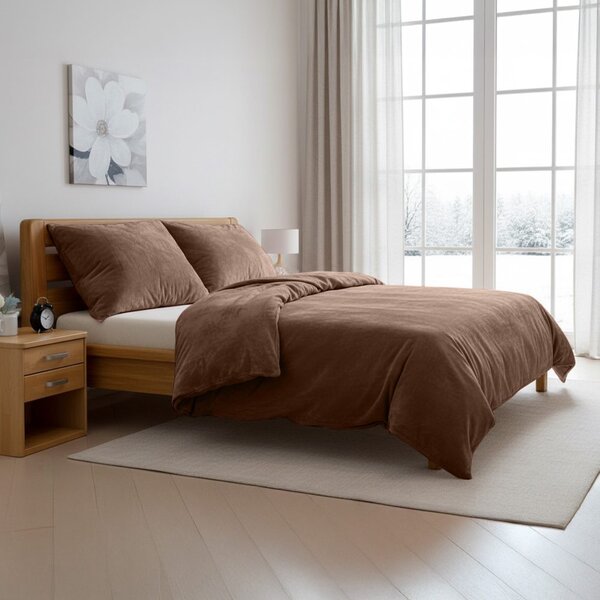 Lenjerie de pat din microplus - Ciocolatie | 140 x 200 cm / 70 x 90 cm