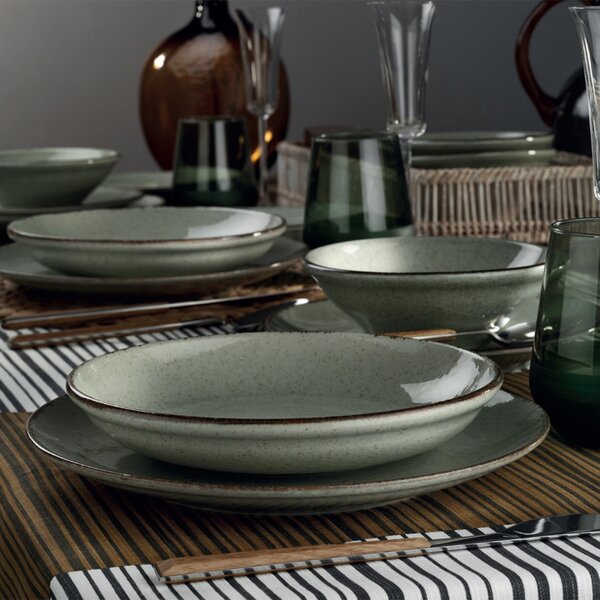 Set farfurii servire, 18 bucati Brizioia Savannah Verde 27x27x2.5 cm