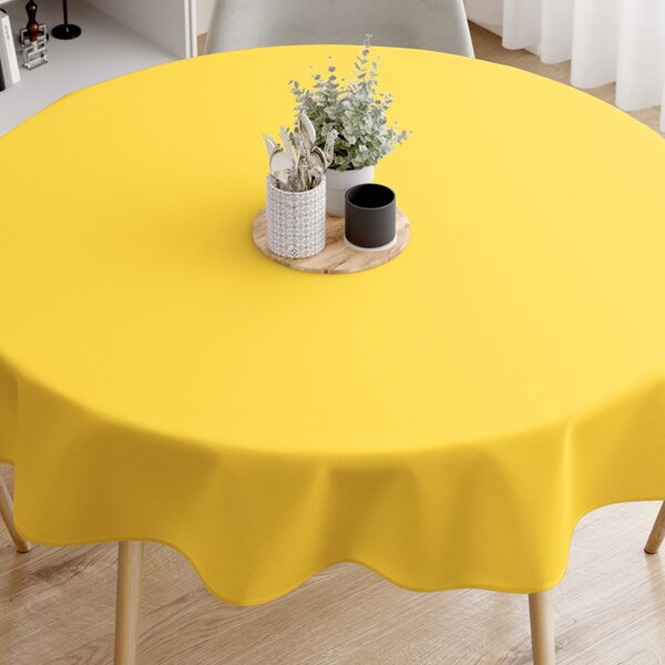 Goldea față de masă din bumbac galben - rotundă Ø 140 cm