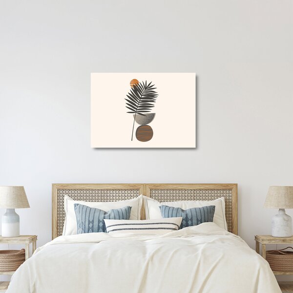 Tablou pe sticlă - Abstracție cu frunze de palmier (70x50 cm)