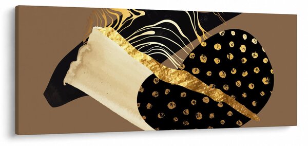 Tablou - Abstracție maro auriu N⁰1 (120x50 cm)