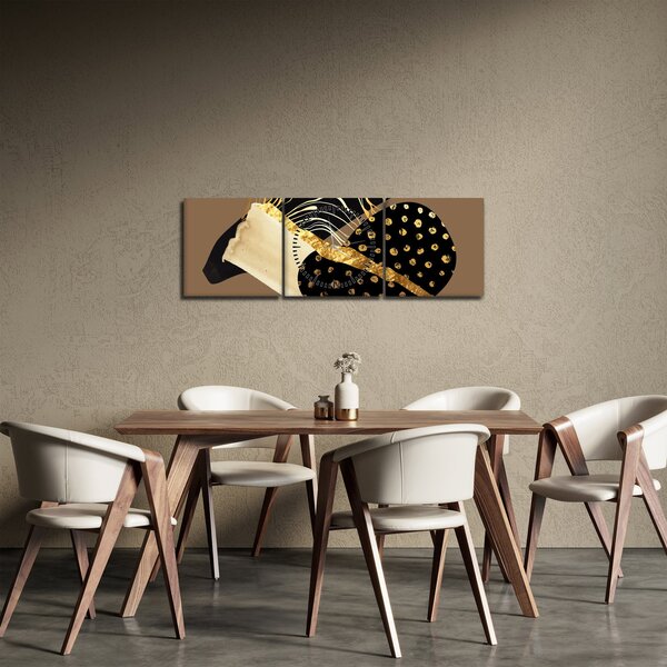 Tablou - Abstracție maro auriu N⁰1 (cu ceas) (90x30 cm)