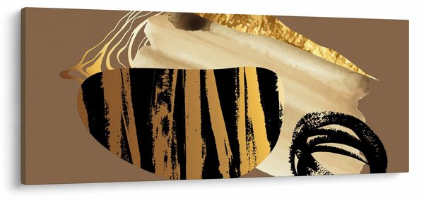 Tablou - Abstracție maro auriu N⁰2 (120x50 cm)