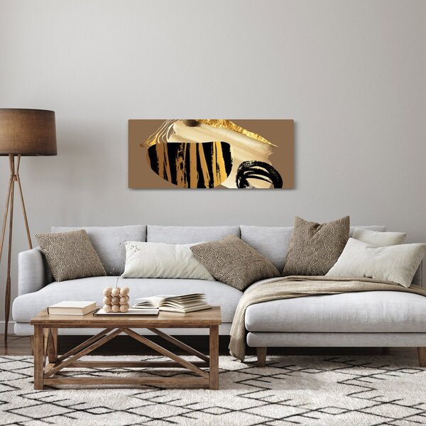 Tablou - Abstracție maro auriu N⁰2 (120x50 cm)