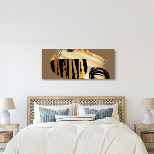 Tablou - Abstracție maro auriu N⁰2 (120x50 cm)