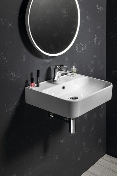 Isvea Sistema lavoar 55x38 cm dreptunghiular clasică-de blat alb luciu 10PL53055