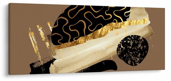 Tablou - Abstracție maro auriu N⁰3 (120x50 cm)