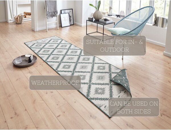 Covor adecvat pentru exterior NORTHRUGS Malibu, 250 x 80 cm, verde-crem