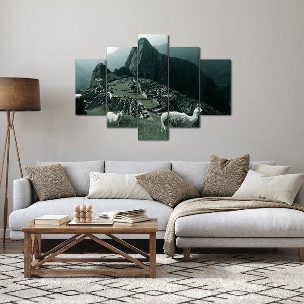 Tablou - Lamas la Machu Picchu în Peru (150x105 cm)