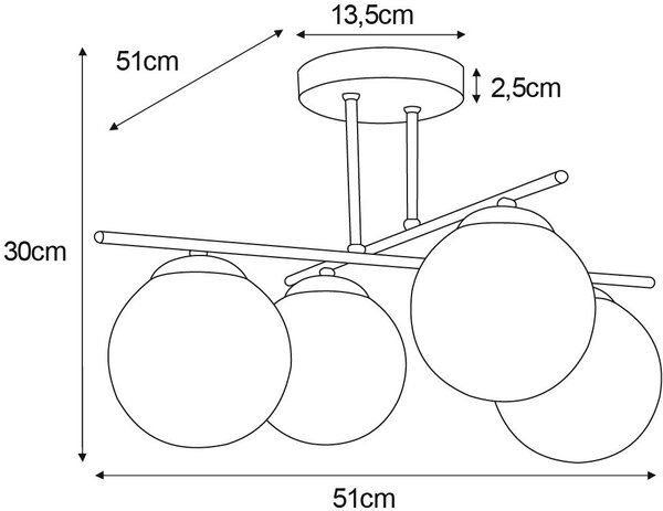 Kaja Grand lampă de tavan 4x10 W auriu-chihlimbar K-5413