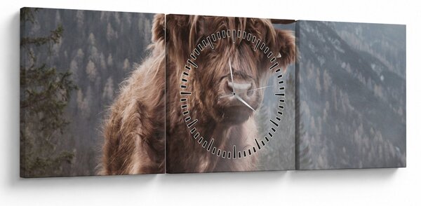 Tablou - Vaca Highlander (cu ceas) (90x30 cm)