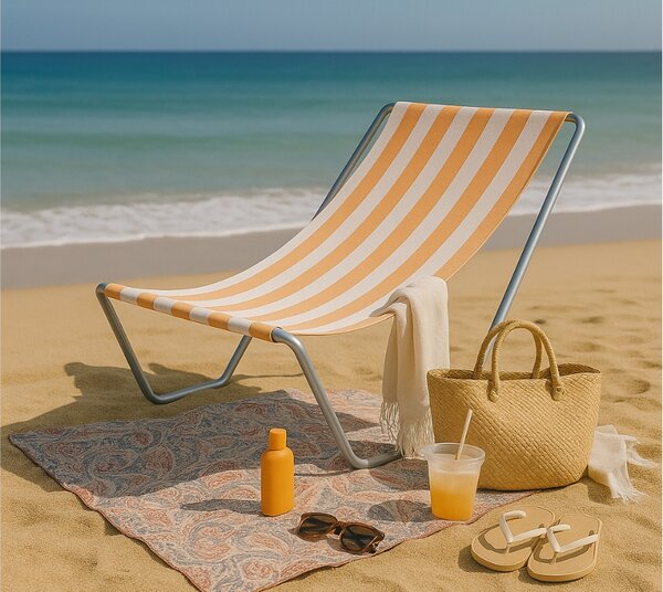 Sezlong pliabil de plaja SAND, dungi portocalii