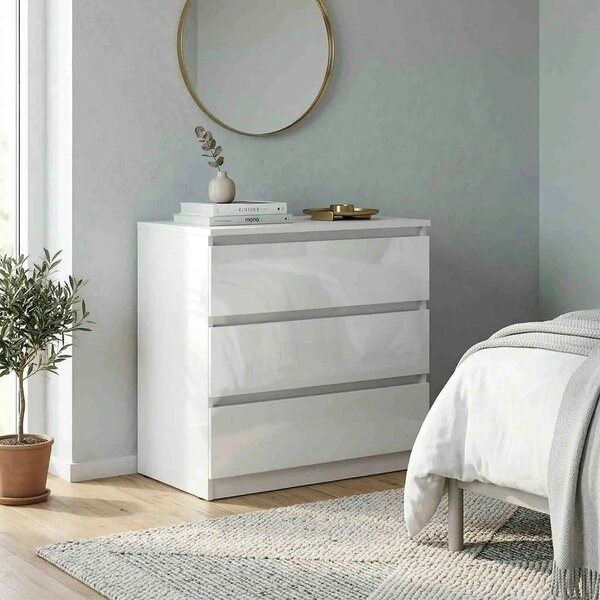 Comoda TETRIX, alb lucios, PAL laminat, 75x45x76 cm