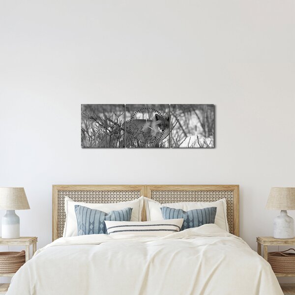Tablou - Vulpe în timpul iernii (cu ceas) (90x30 cm)