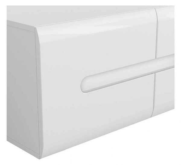 Comoda TV AZTECA TRIO, alb lucios, PAL, 150x47x43 cm
