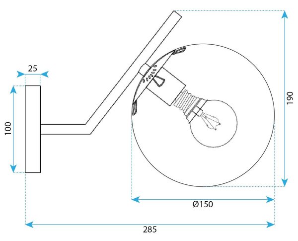 Lampa de perete G099-1W BLACK