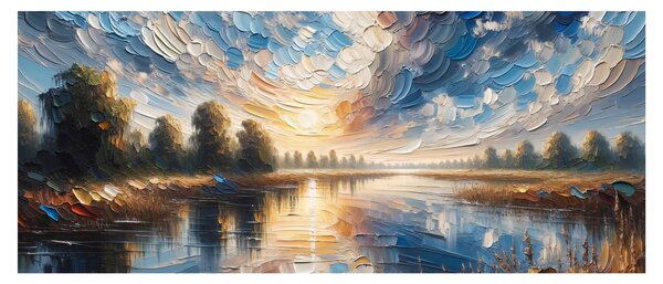 Tablou - Pictură cu soarele deasupra apei (120x50 cm)