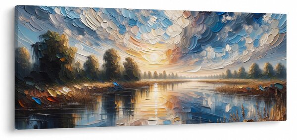 Tablou - Pictură cu soarele deasupra apei (120x50 cm)