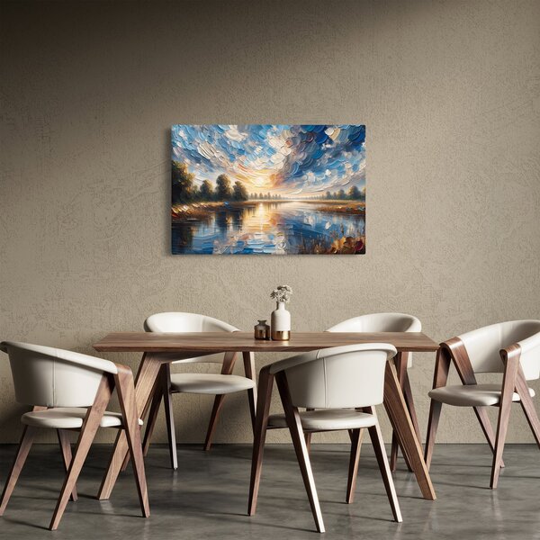 Tablou - Pictură cu soarele deasupra apei (90x60 cm)