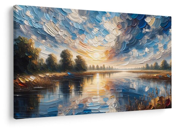 Tablou - Pictură cu soarele deasupra apei (90x60 cm)