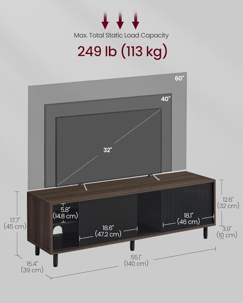 Consola TV Vasagle Maro 140x39x45 cm