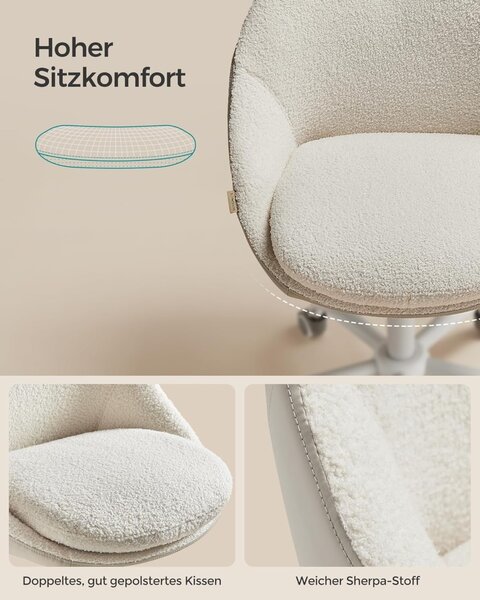 Scaun de birou boucle Cappuccino Songmics 56x60x93.3 cm