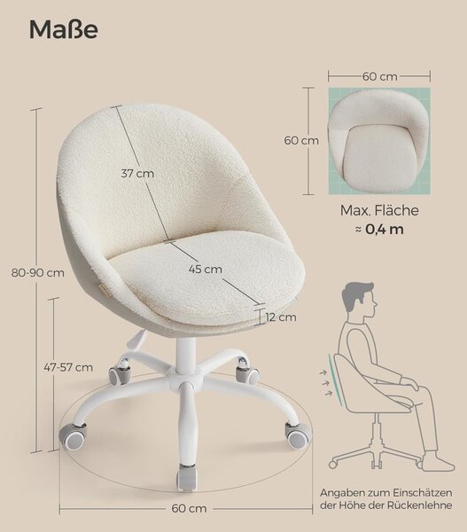Scaun de birou boucle Cappuccino Songmics 56x60x93.3 cm