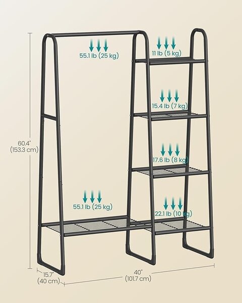 Cuier stander Negru Songmics 101.7x40x153.3 cm