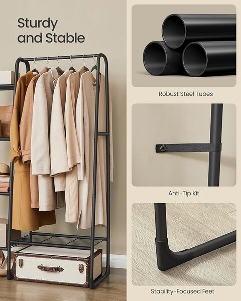 Cuier stander Negru Songmics 101.7x40x153.3 cm