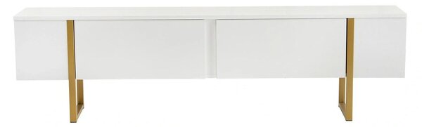 Comoda TV SERENITY, alb/auriu, PAL/metal, 180x30x50 cm