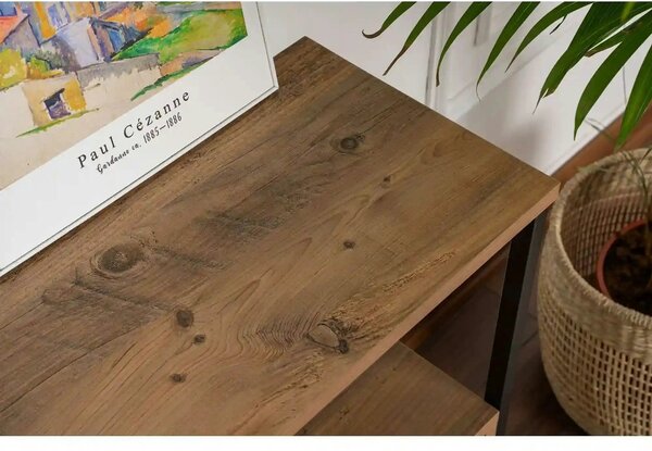 Comoda SOLACE, pin atlantic/negru, PAL/metal, 120x30x77 cm