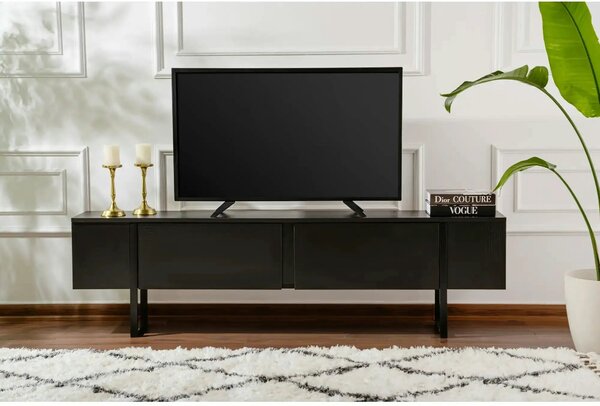 Comoda TV SERENITY, negru, PAL/metal, 180x30x50 cm