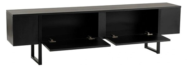 Comoda TV SERENITY, negru, PAL/metal, 180x30x50 cm