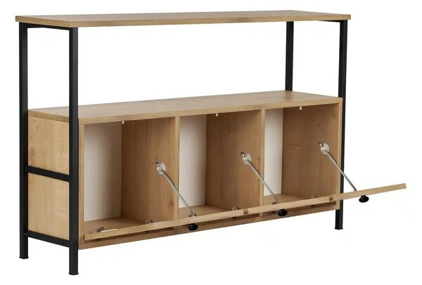 Comoda SOLACE, stejar/negru, PAL/metal, 120x30x77 cm