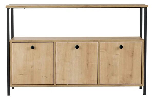 Comoda SOLACE, stejar/negru, PAL/metal, 120x30x77 cm