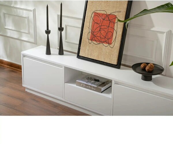 Comoda TV VANGUARD, alb, PAL, 160x30x42 cm